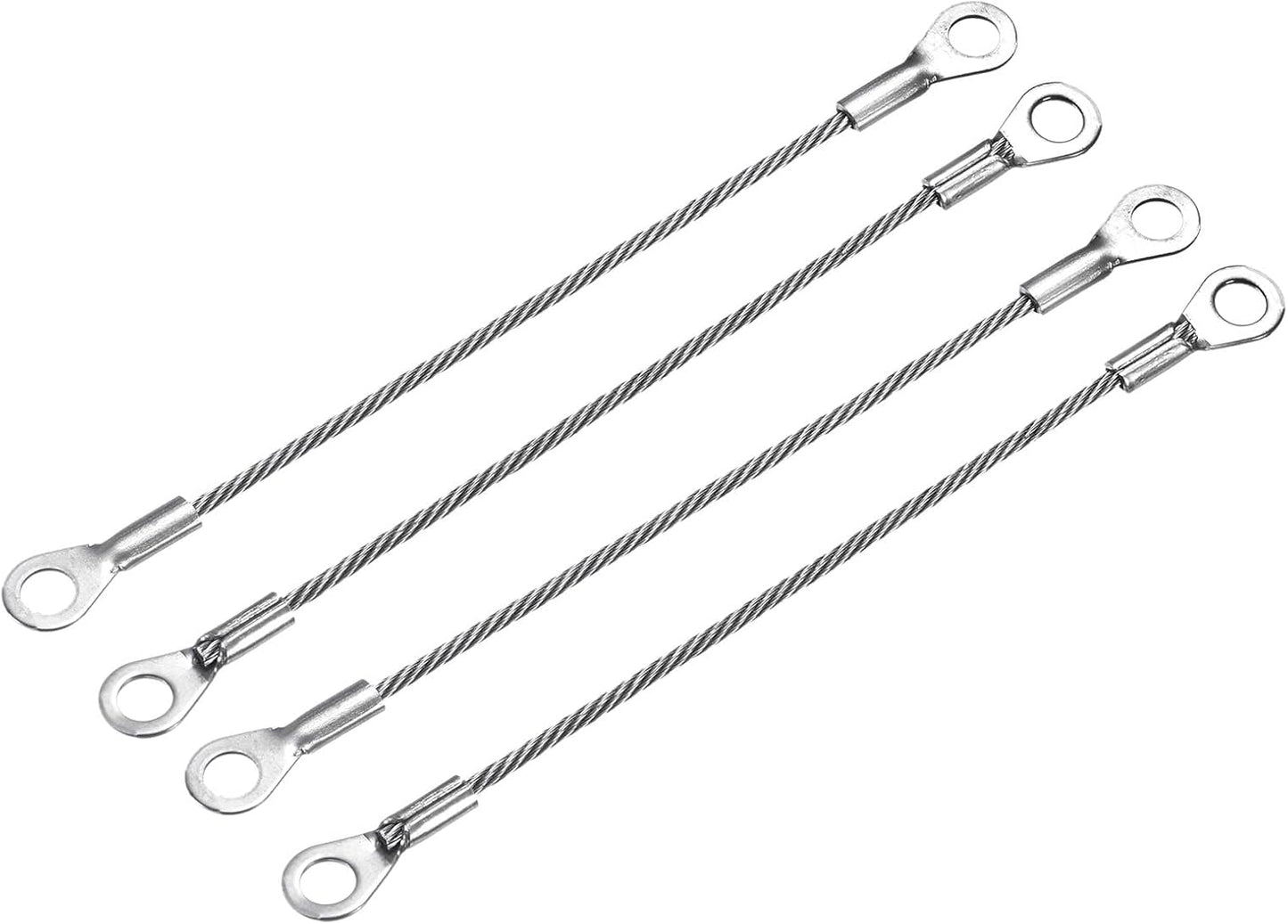 4 Cables Acero Inox Ojales Plata 0.079" x 3.9"