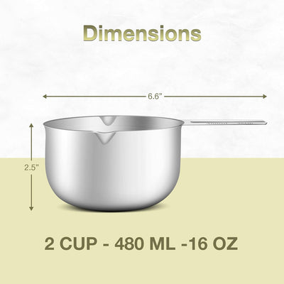 2 Pzas Taza Medidora 480ml Acero Inox con Escala