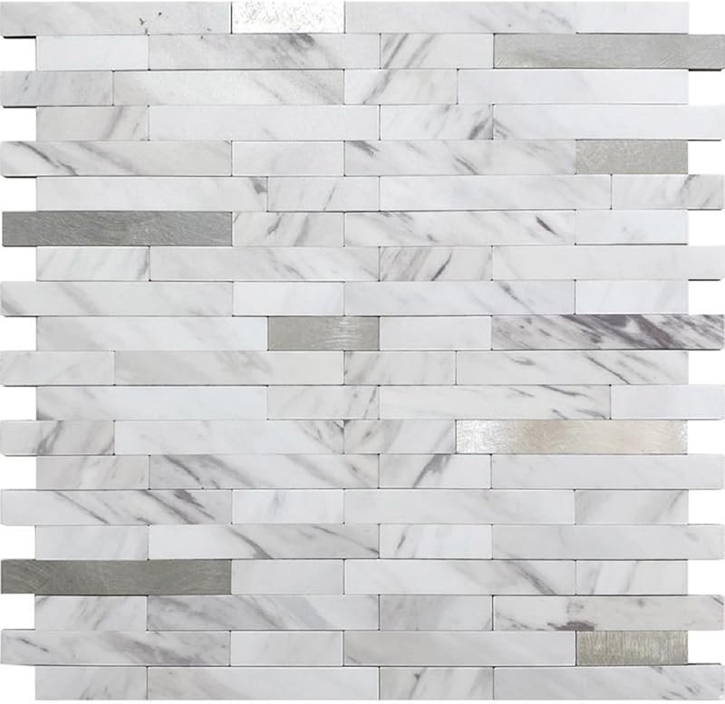Azulejo autoadhesivo mármol blanco 11.8x10.23pulg