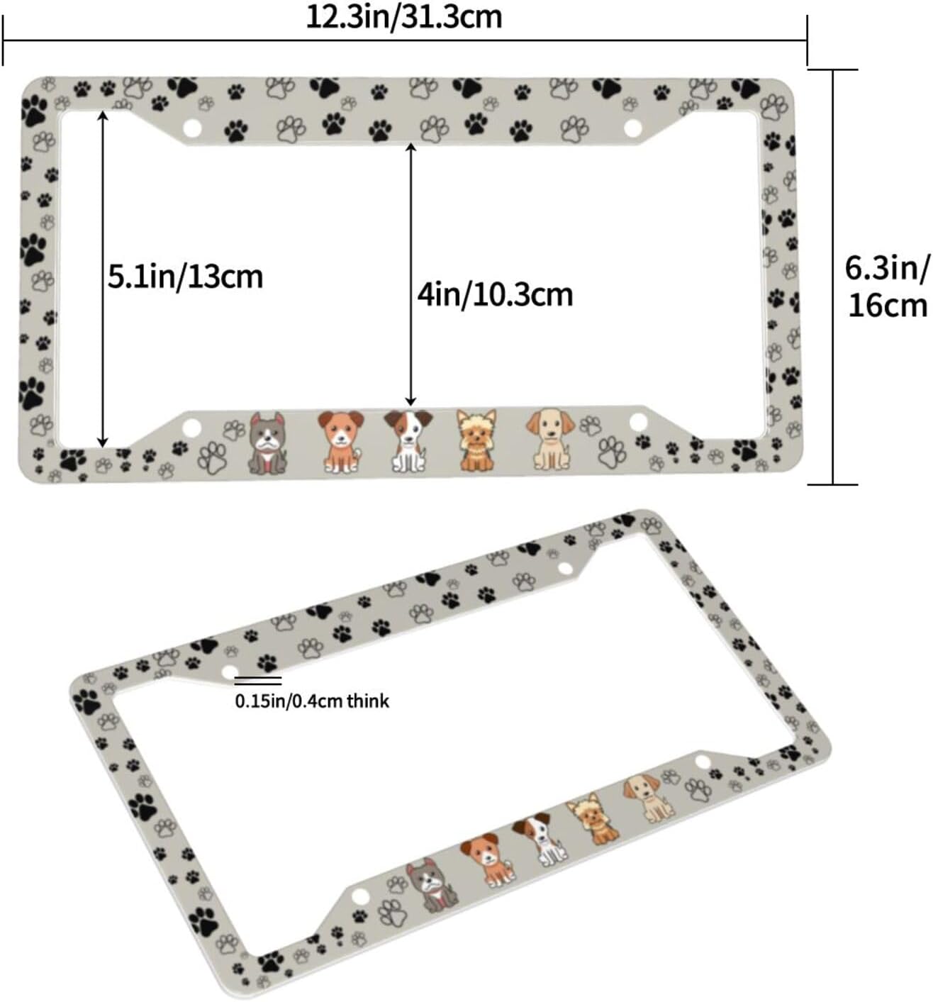 Marco placa aluminio patas juego 2 12.3x6.3pulg