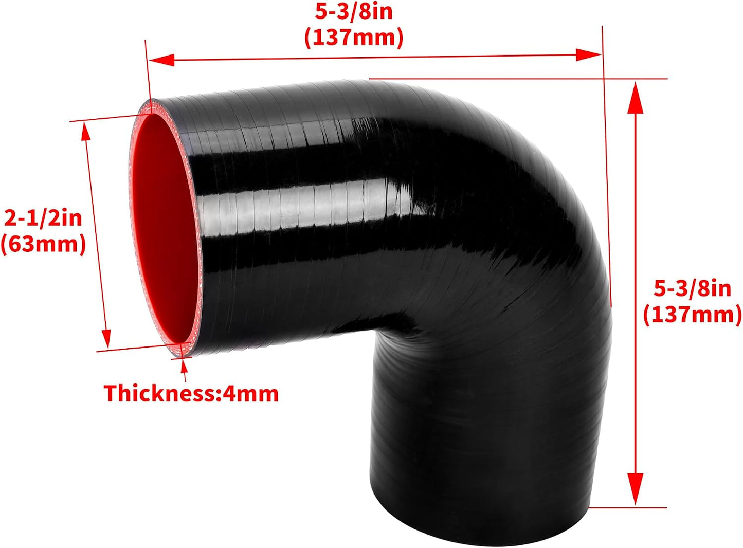 Manguera silicona codo 90° 2.5pulg 4 capas reforzada Turbo