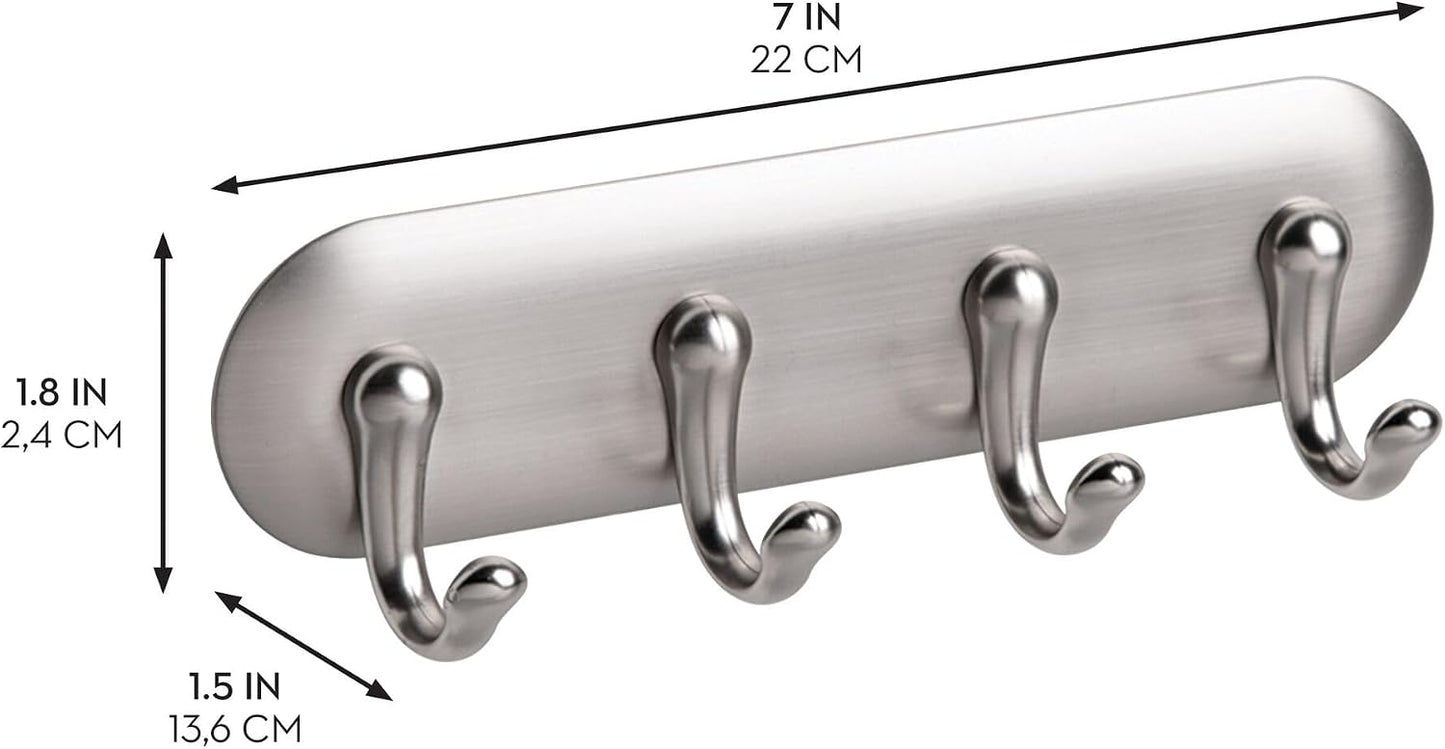 Llavero autoadhesivo 4 ganchos soporte pared set 4 cepillado