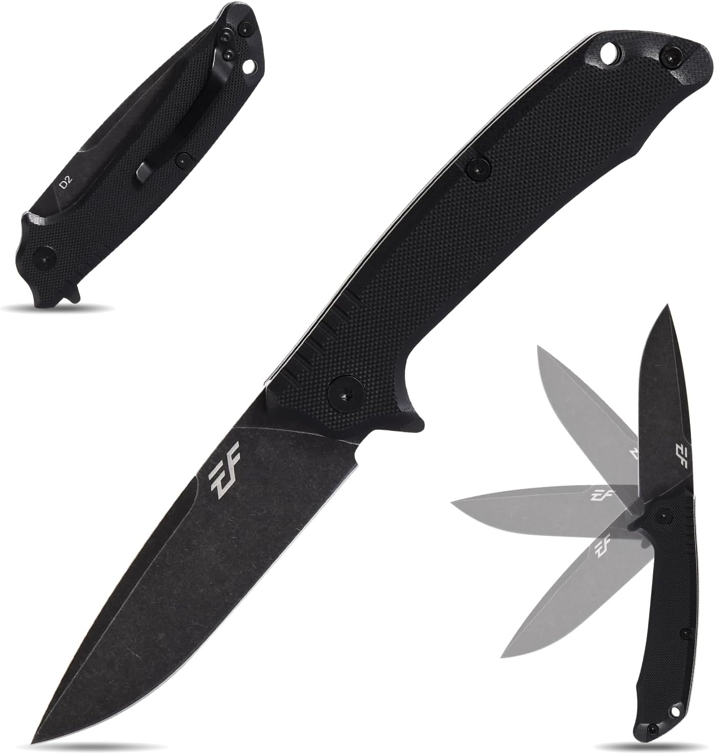Cuchillo plegable D2 G10 camping supervivencia negro