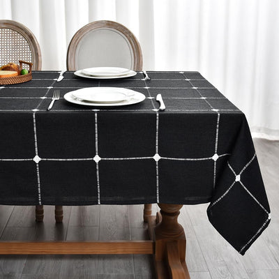 Mantel cuadrado lino negro 53x53pulg suave para fiestas