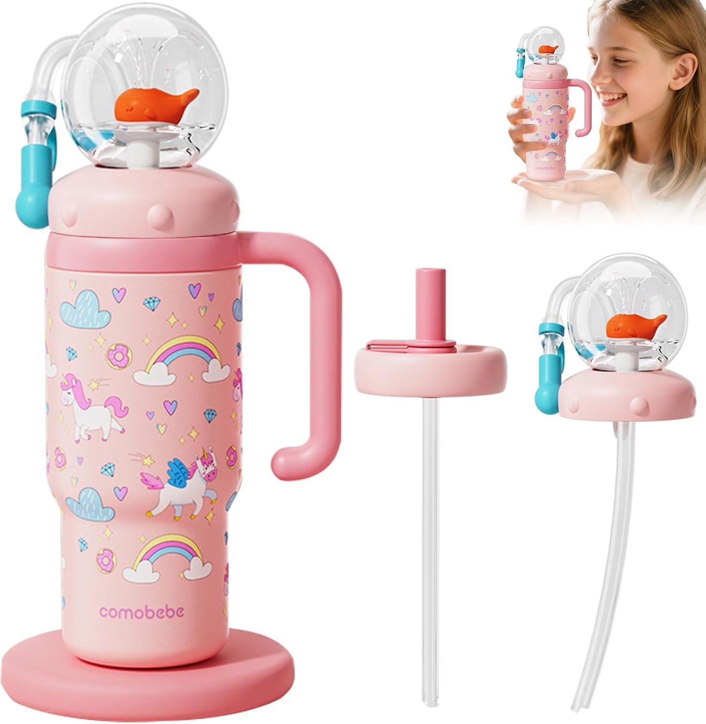Vaso acero inox con chorro unicornio para niños