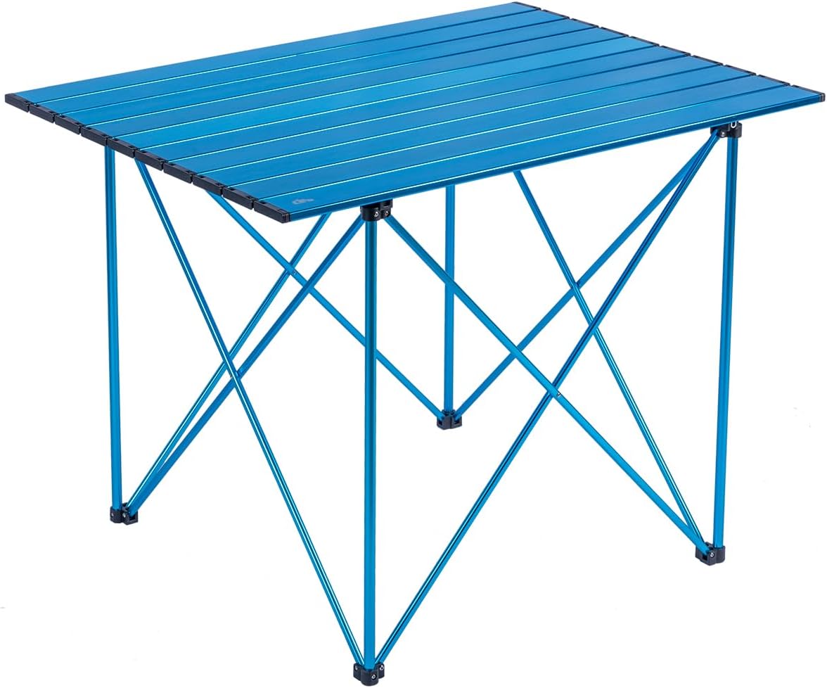 Mesa plegable camping compacta ultraligera azul