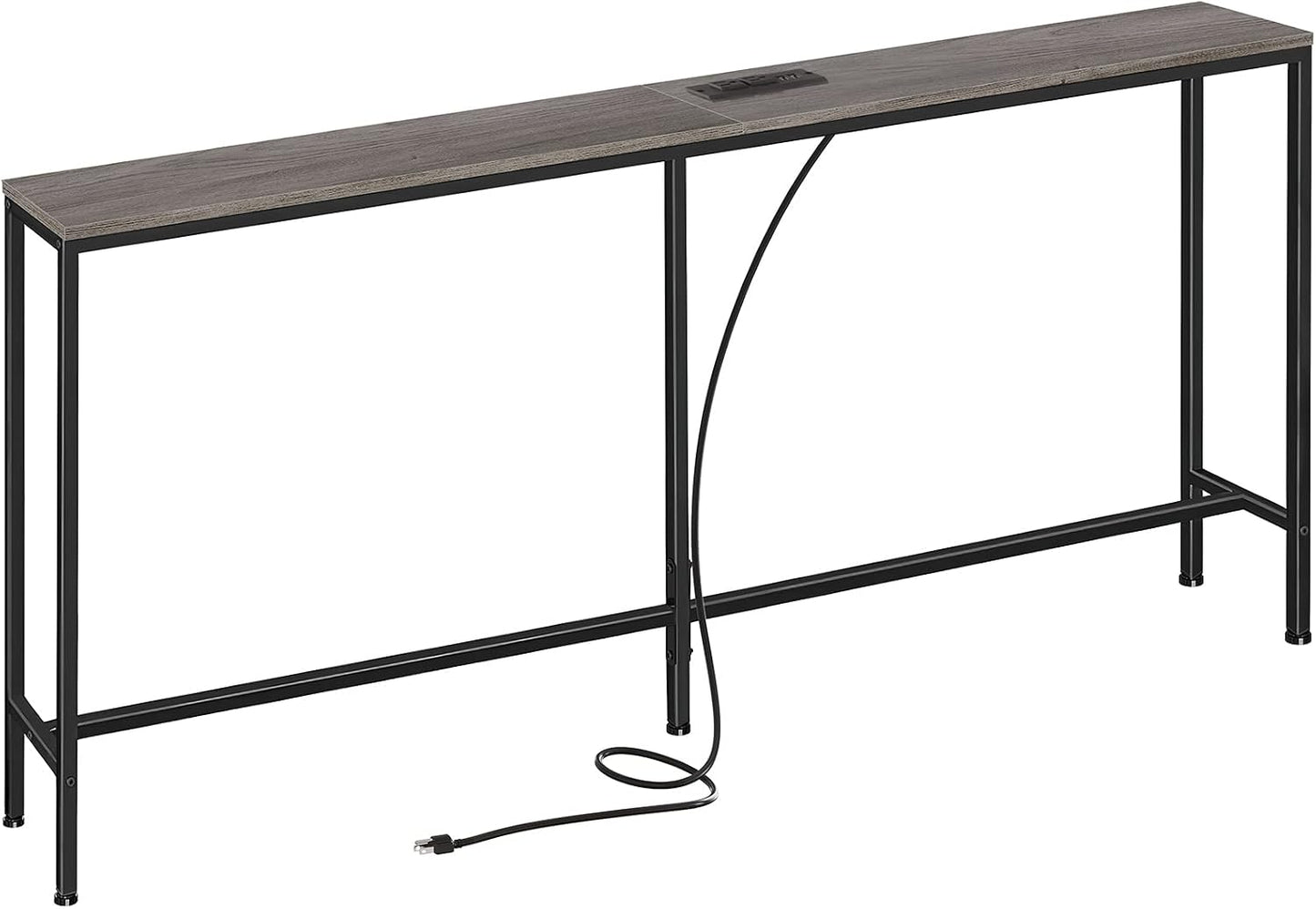 Mesa consola 70pulg con tomacorriente sala de estar gris carbón