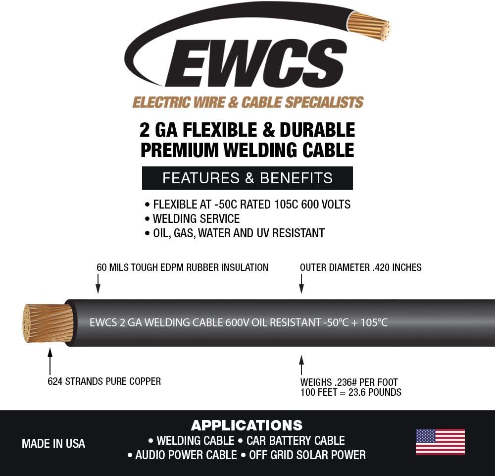 Cable soldadura 25pies 600V flexible negro