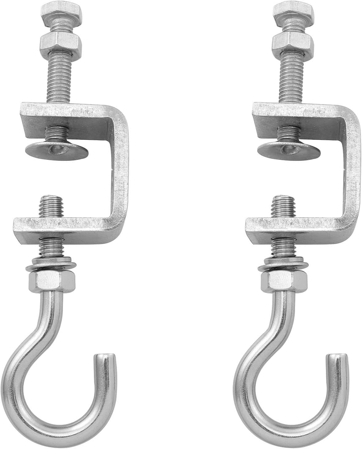 Set 2 abrazaderas C acero inox 1-3/16 pulg y ganchos J