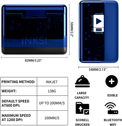 Impresora alimenticia portátil con Bluetooth y Wi-Fi