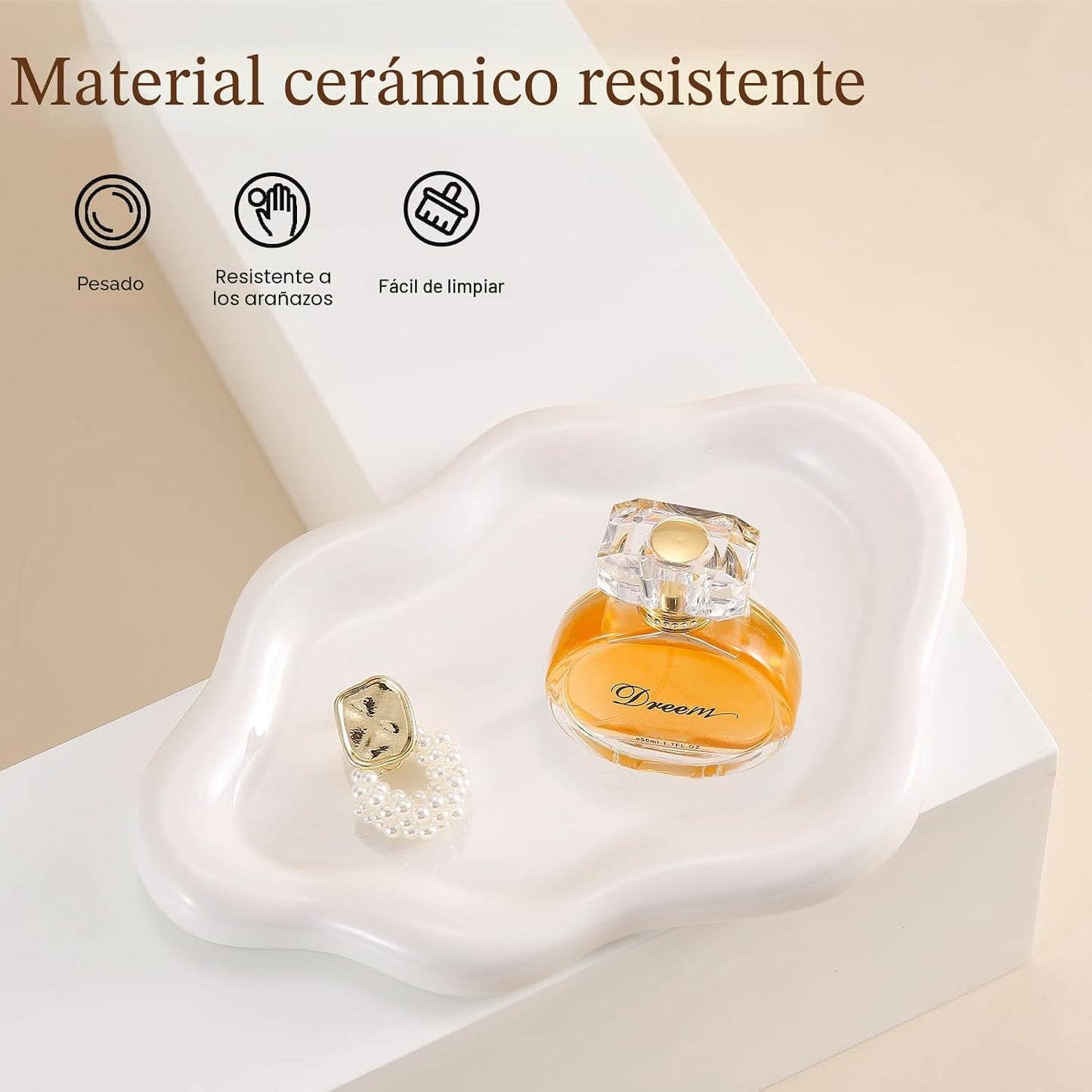 Bandeja cerámica para joyas y llaves forma nube decorativa