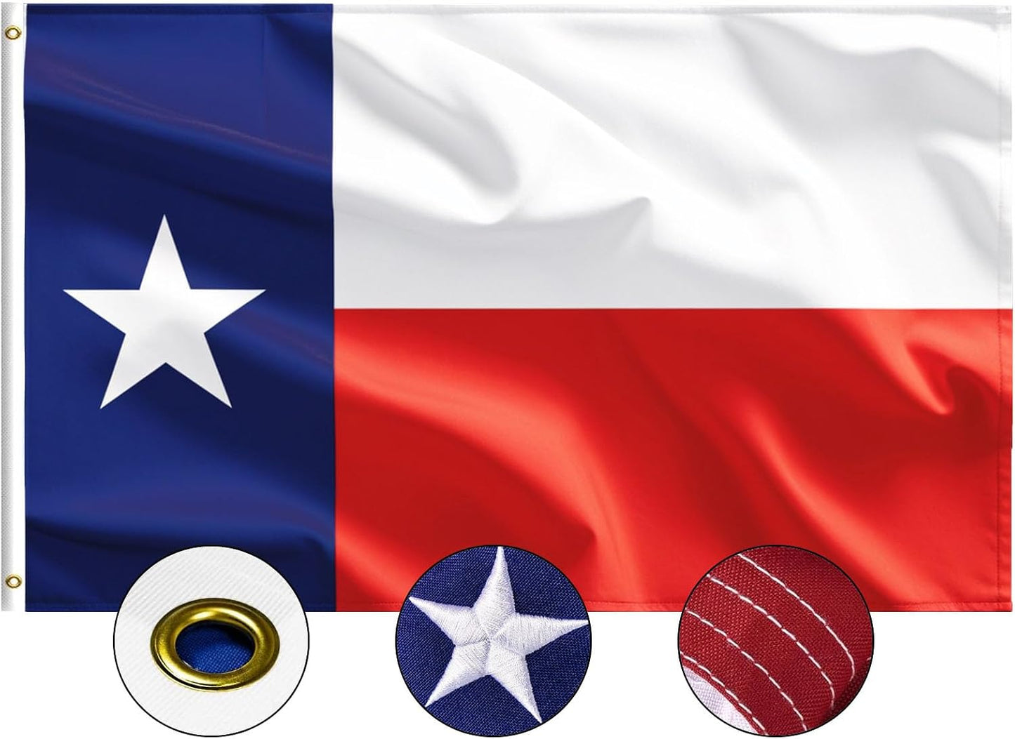Bandera Texas 3x5ft para exteriores ojales latón duradero