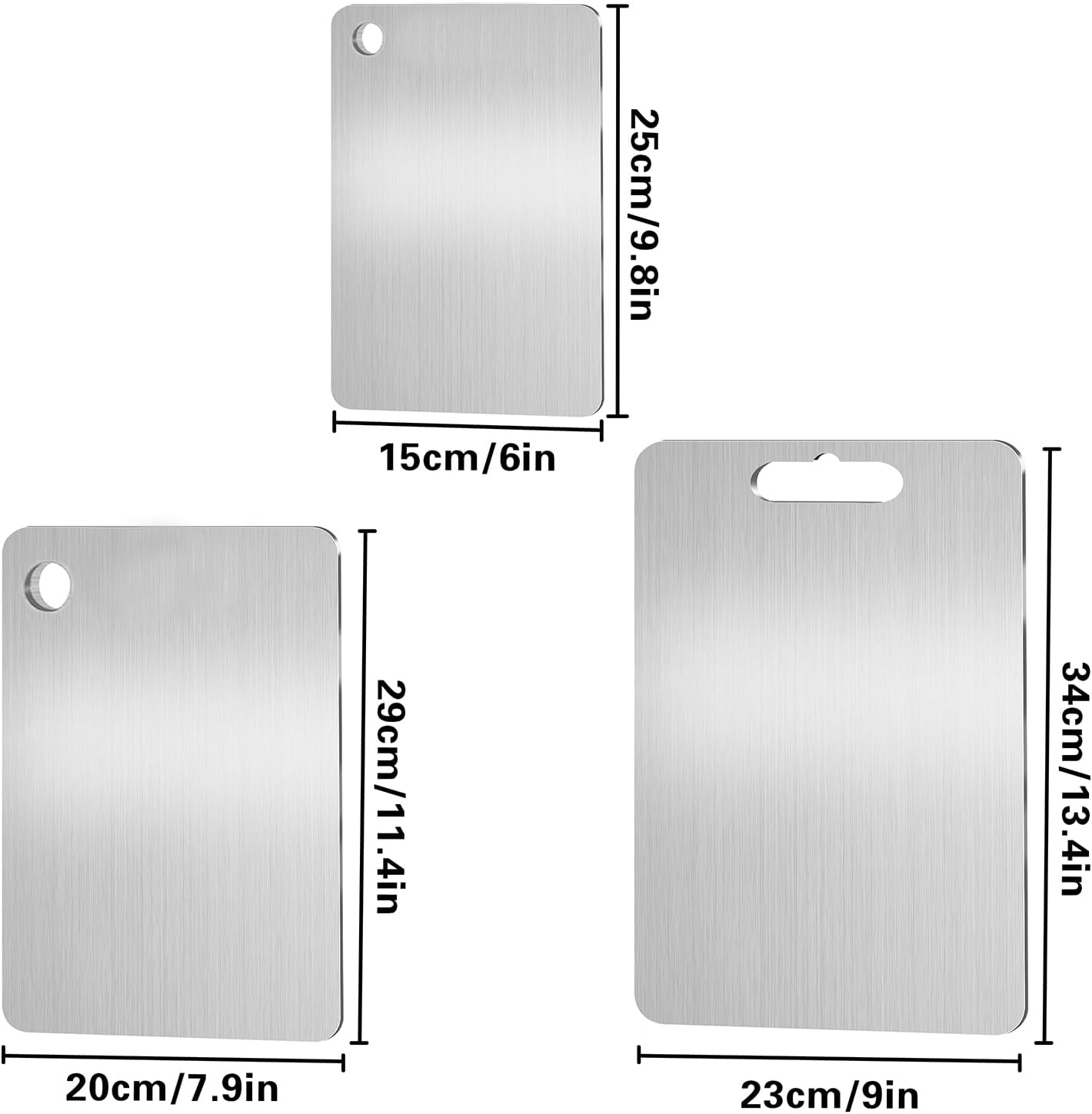 3 Pzas Tabla Cortar Acero Inox 304 Doble Cara