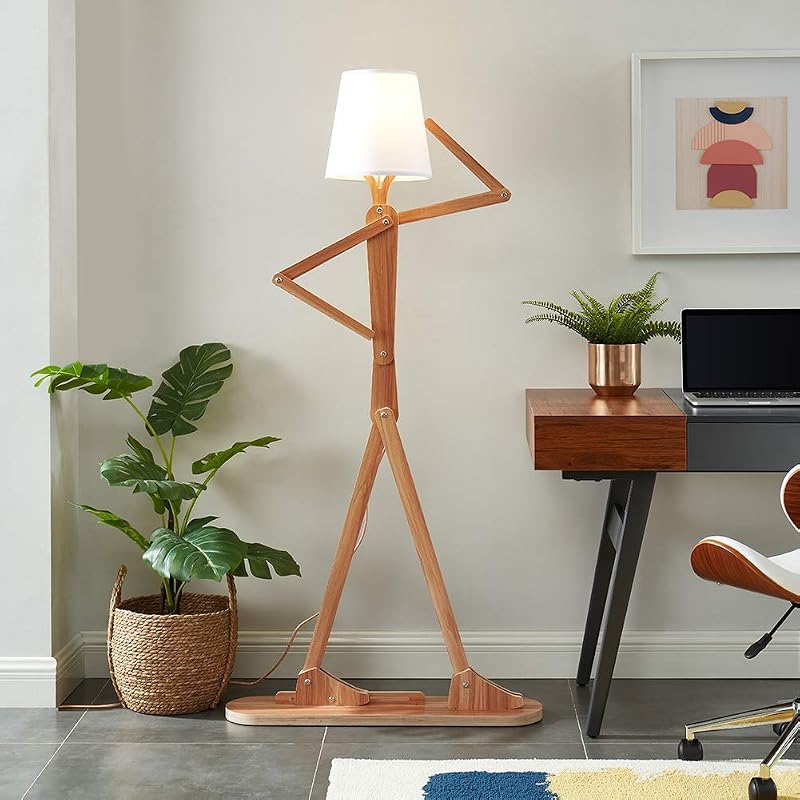 Lámpara de pie decorativa para perro de madera