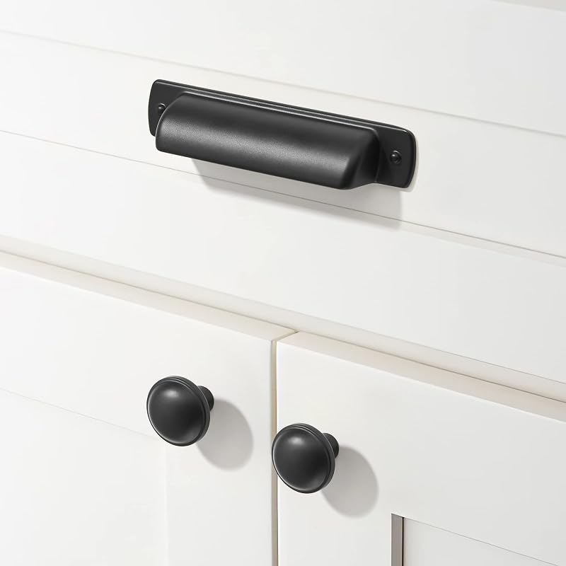 6 Perillas Cajón 3 3/4" Negro Mate Accesorios Cocina