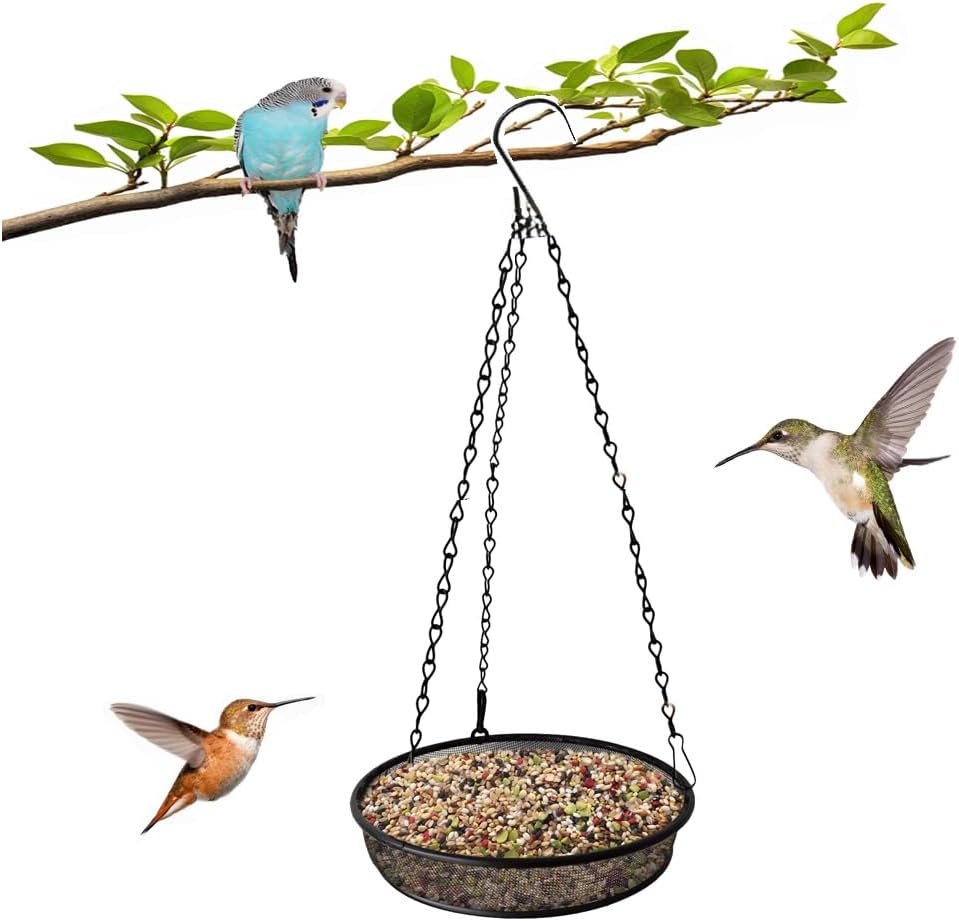Comedero colgante para pájaros jardín malla metálica
