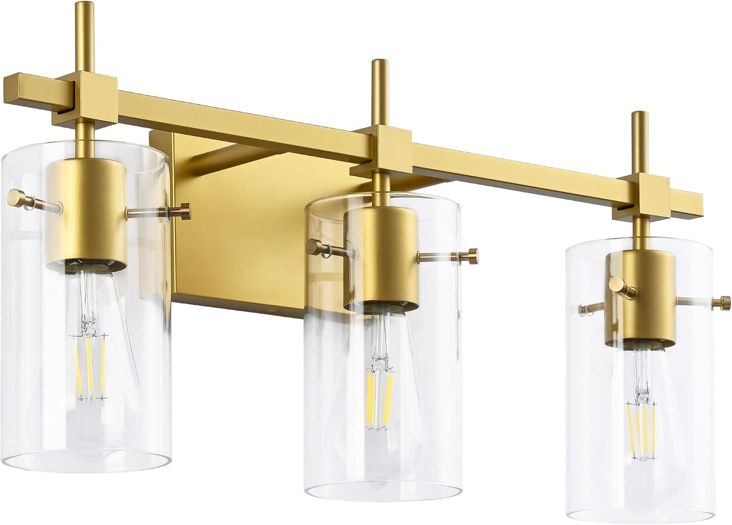Lámpara baño 3 luces doradas para espejo y tocador