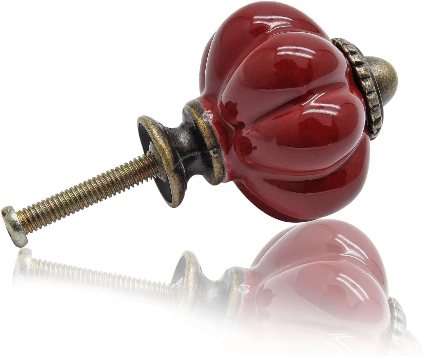 12 Pomos Cerámica Vintage Rojo Óxido con S de Montaje