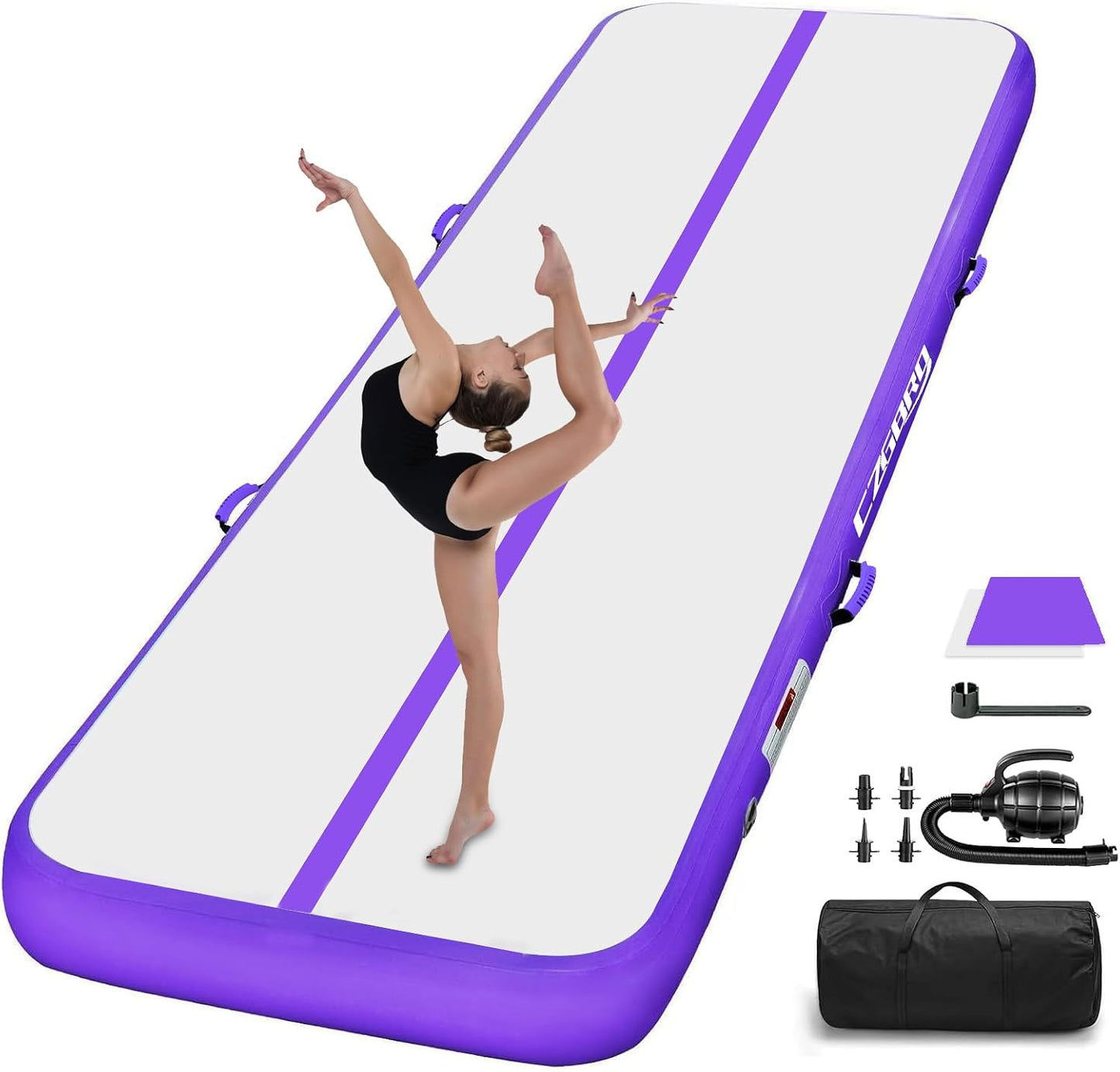 Colchoneta inflable con bomba eléctrica para gimnasia y yoga