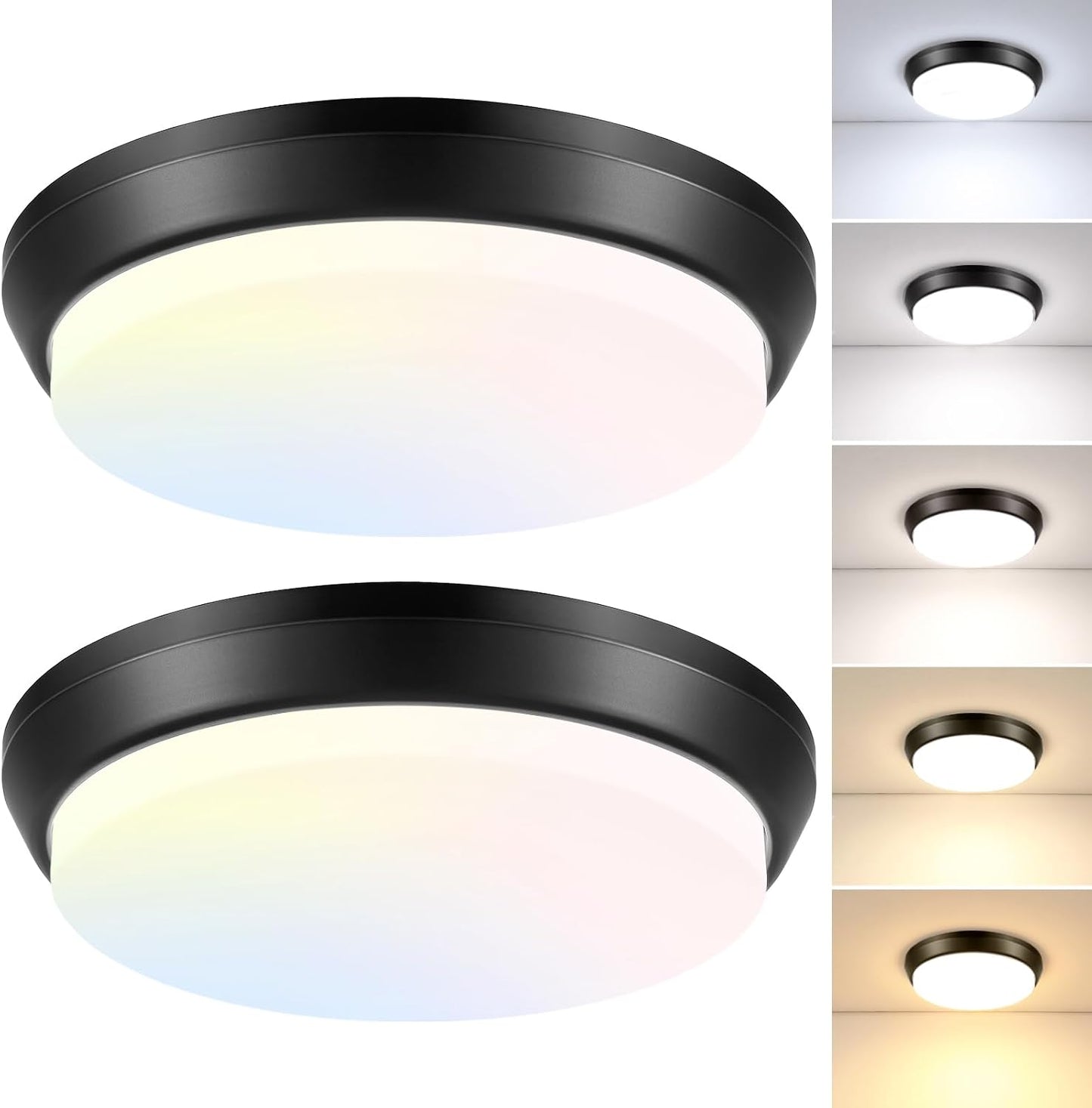 Lámpara techo LED empotrable 13pulg 4000lm negra dormitorio