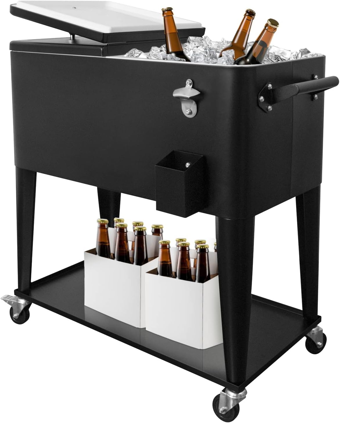 Carro enfriador 80qt con ruedas barra bebidas portatil