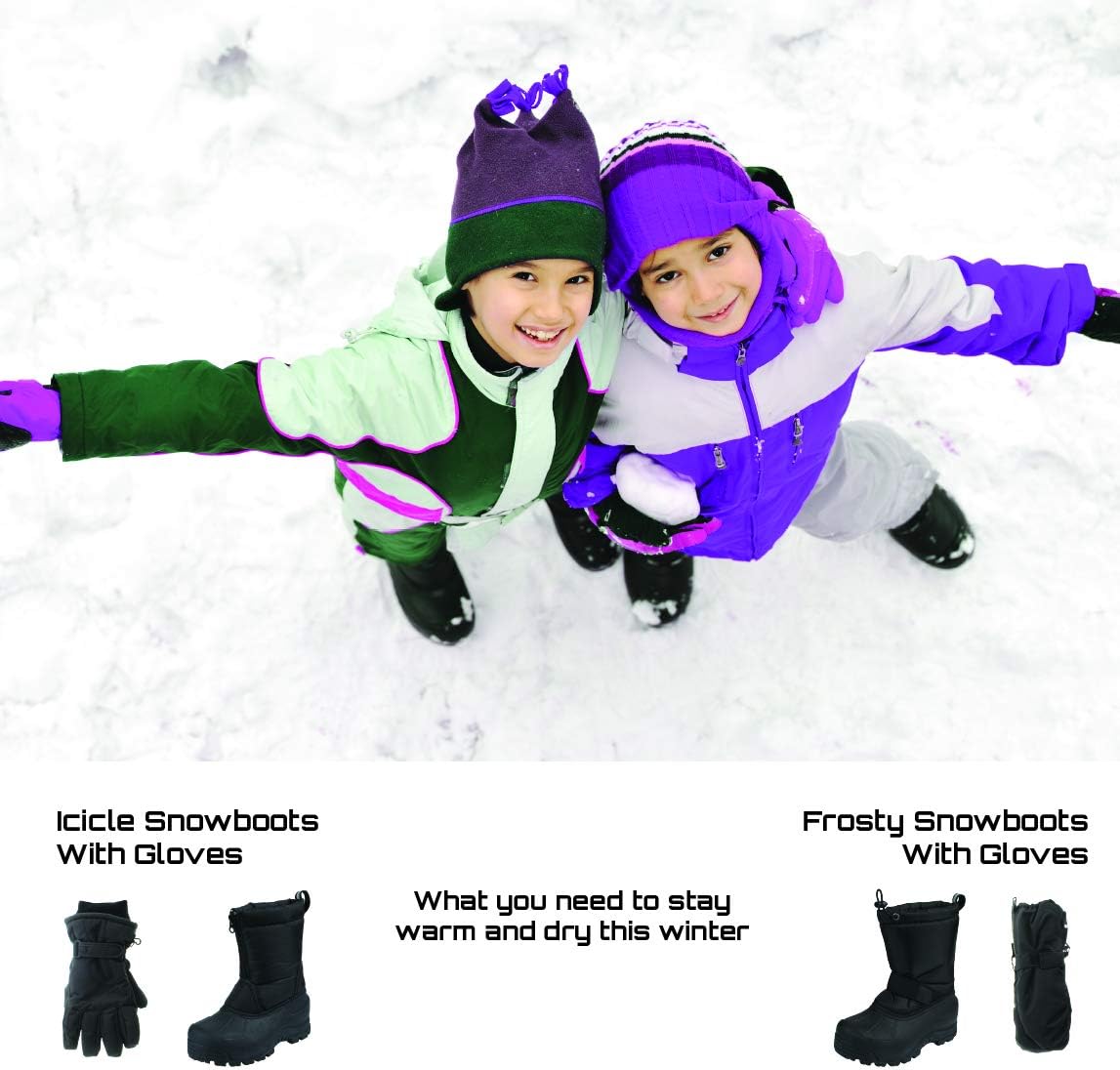 Combo botas y guantes nieve para niños