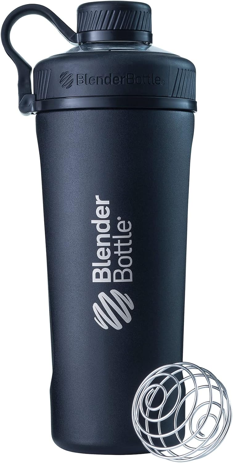 Vaso térmico acero inox con batidor 26oz negro mate