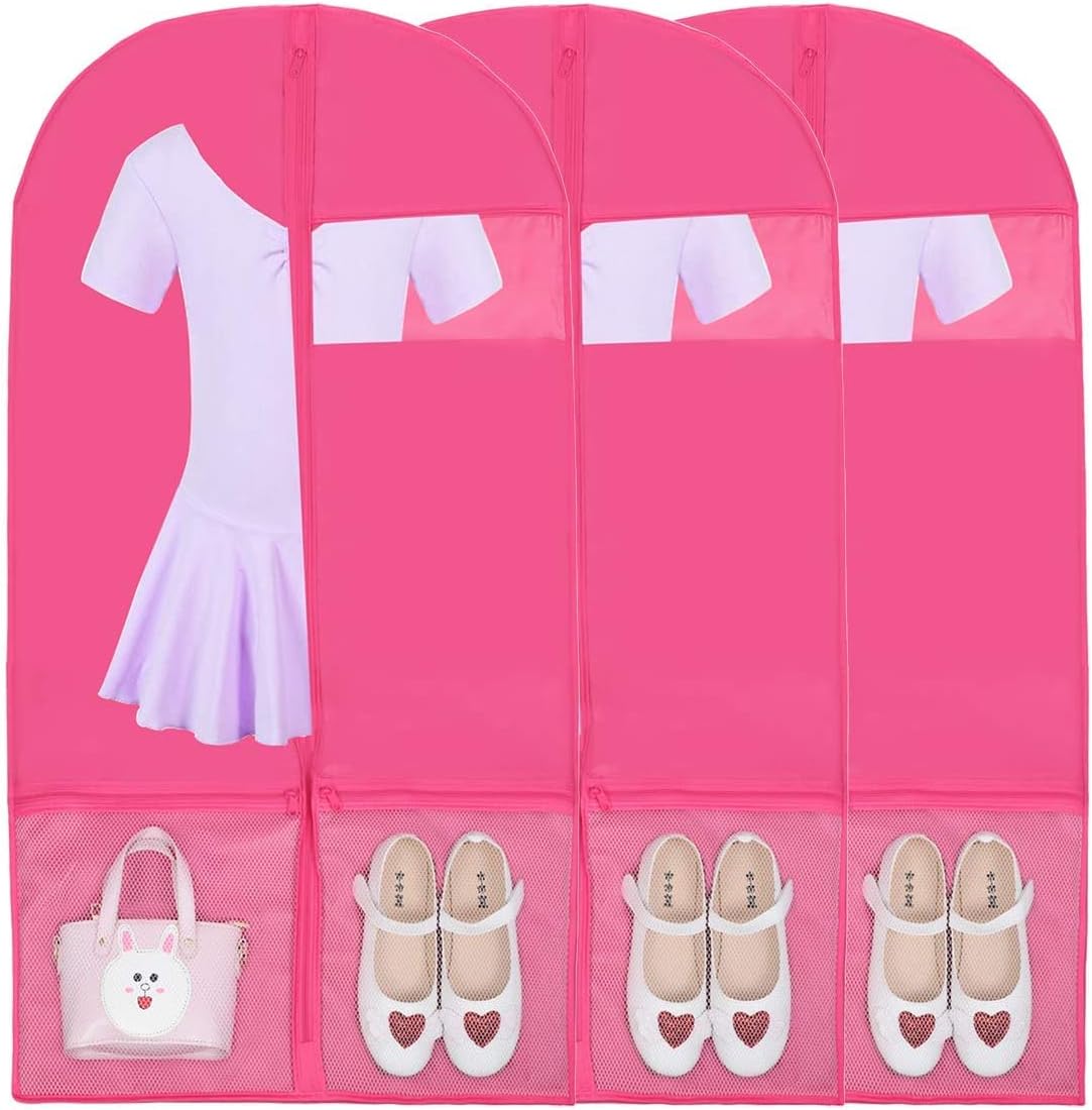 Bolsa plegable 36" baile set 3 rosa con malla y ventana