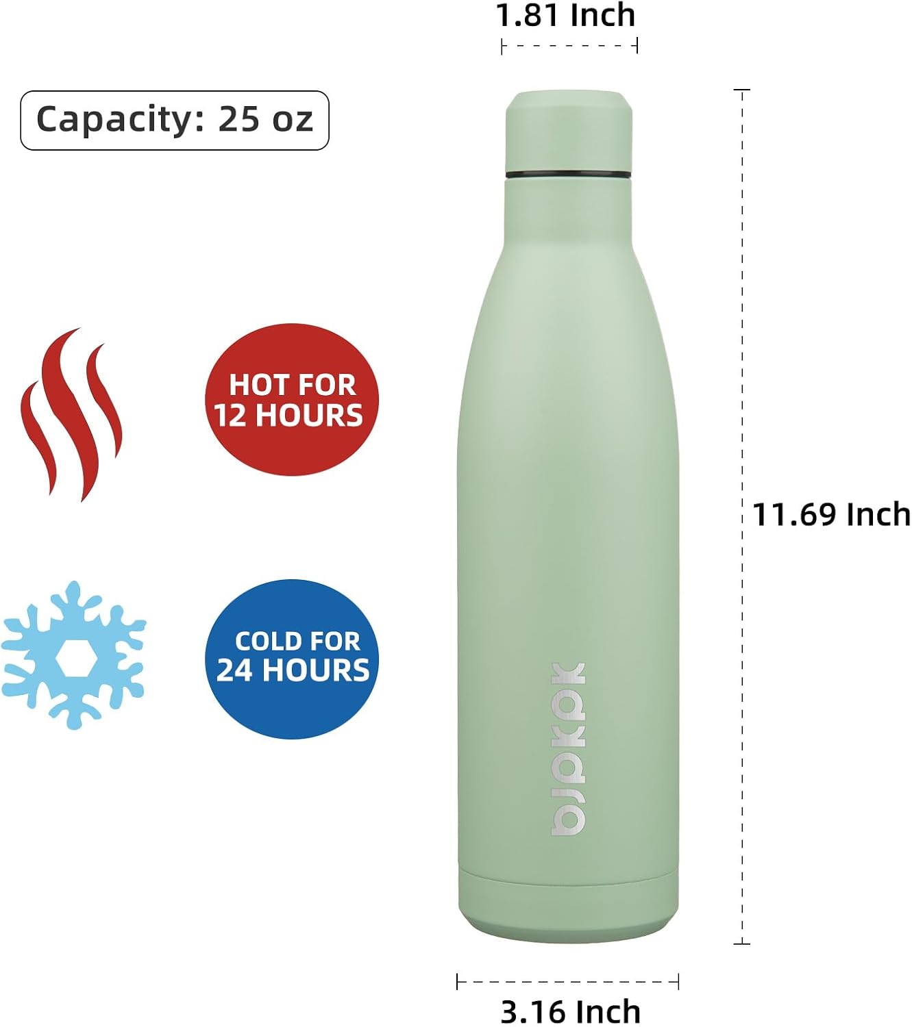 Botella agua acero inox doble pared 770ml verde