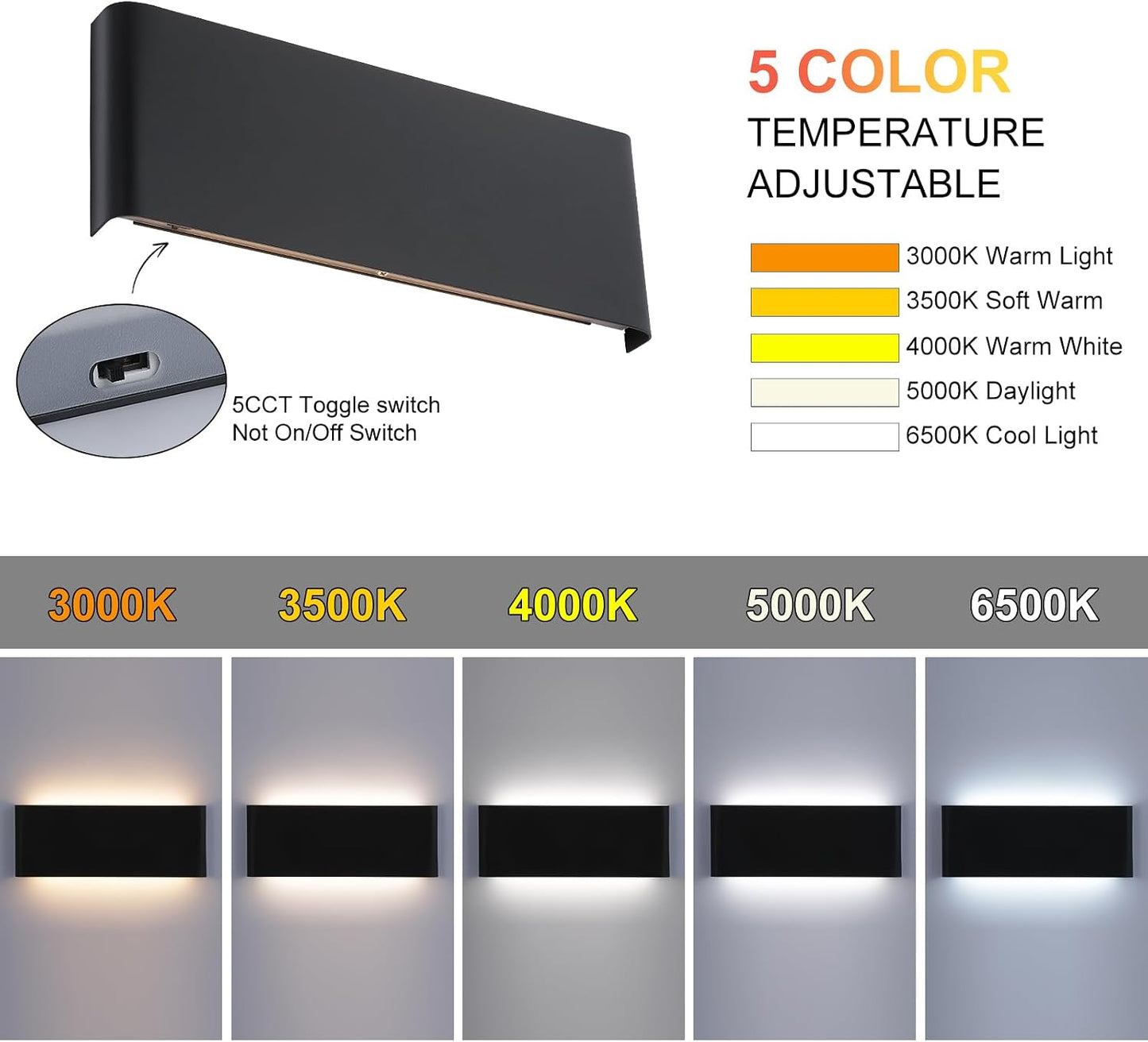 Lámpara pared LED moderna 15pulg 20W CCT 3000k-6500k