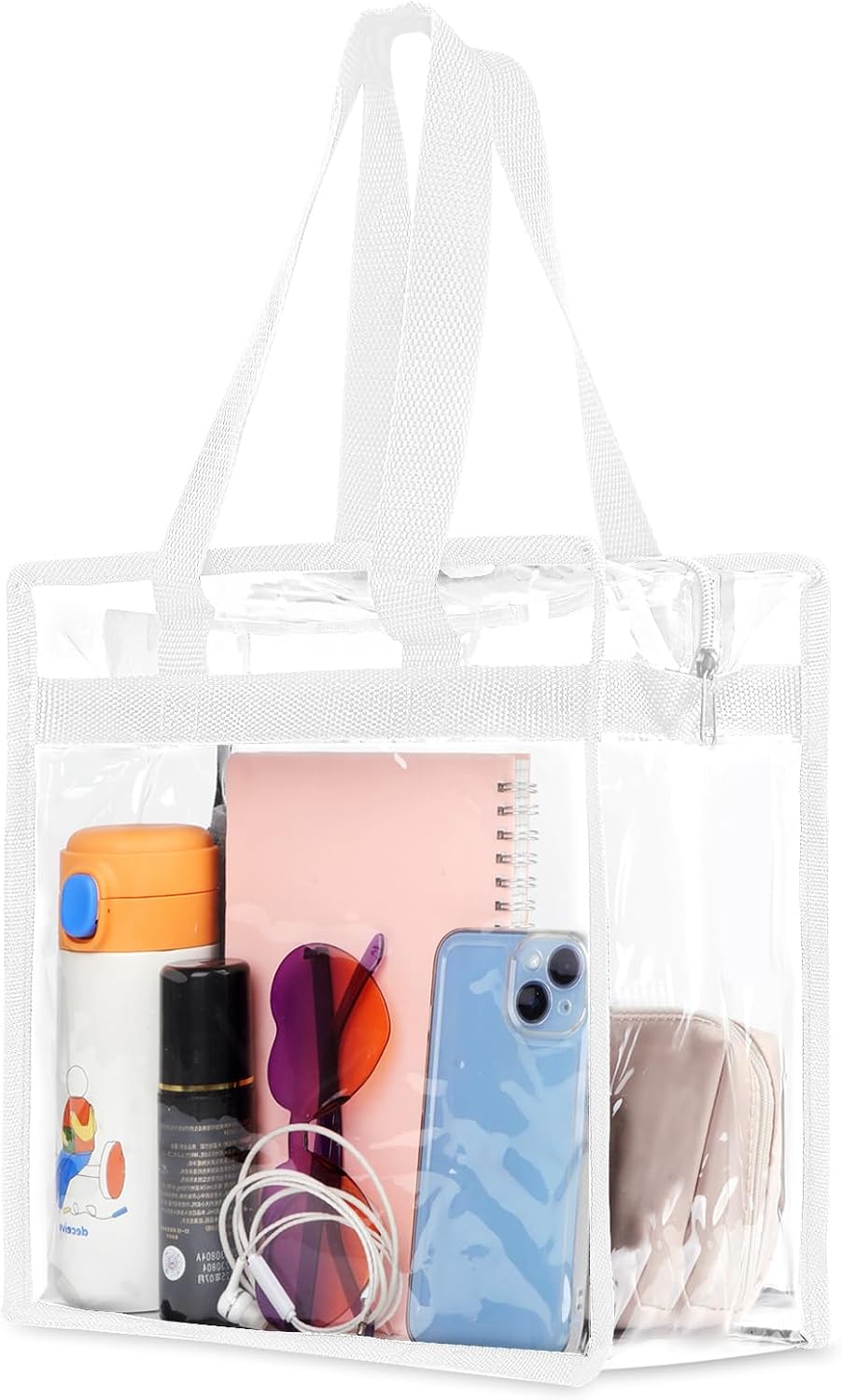 Bolso transparente grande con cremallera 12x6x12pulg para eventos