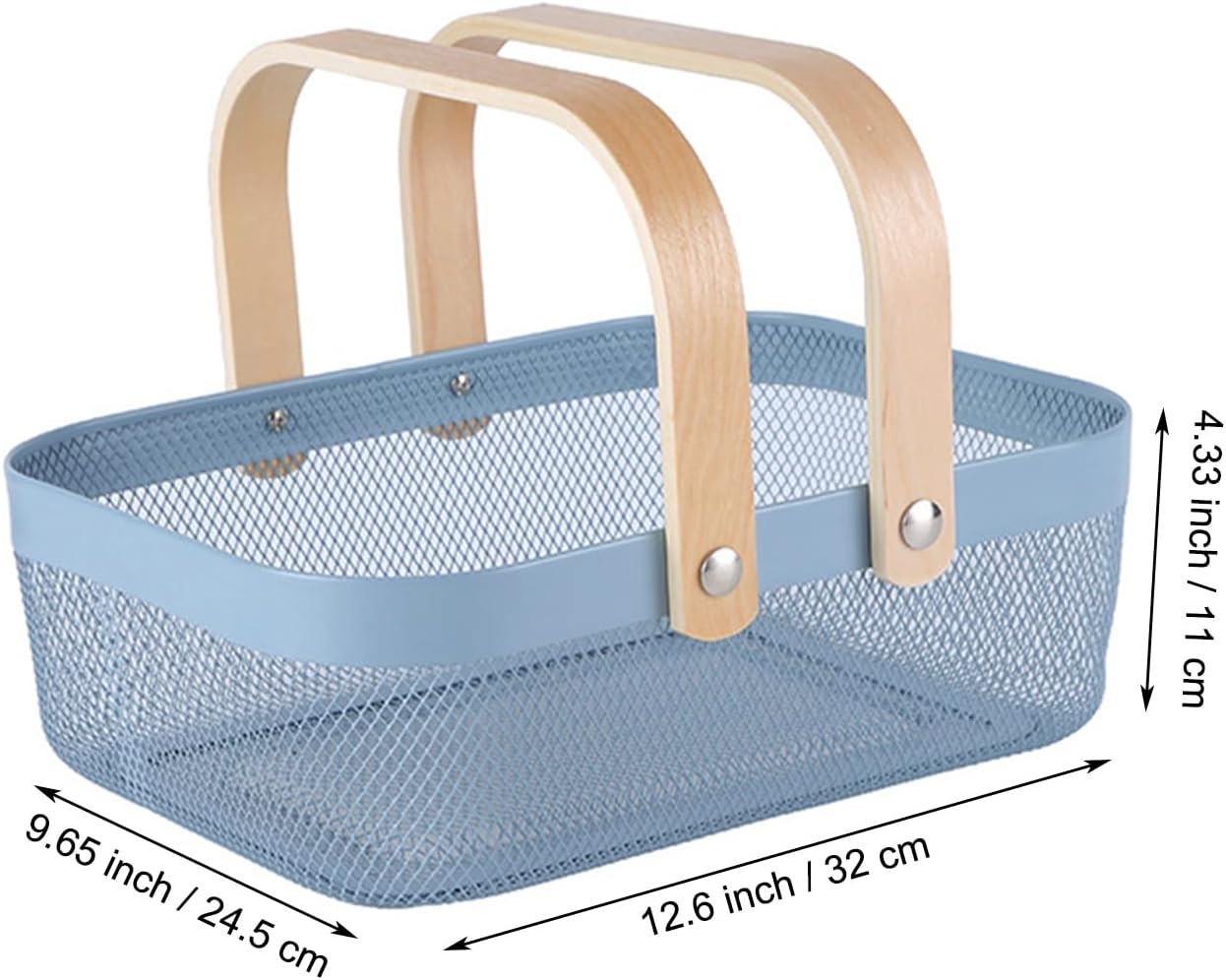 Cesta acero malla multifuncional con mango madera