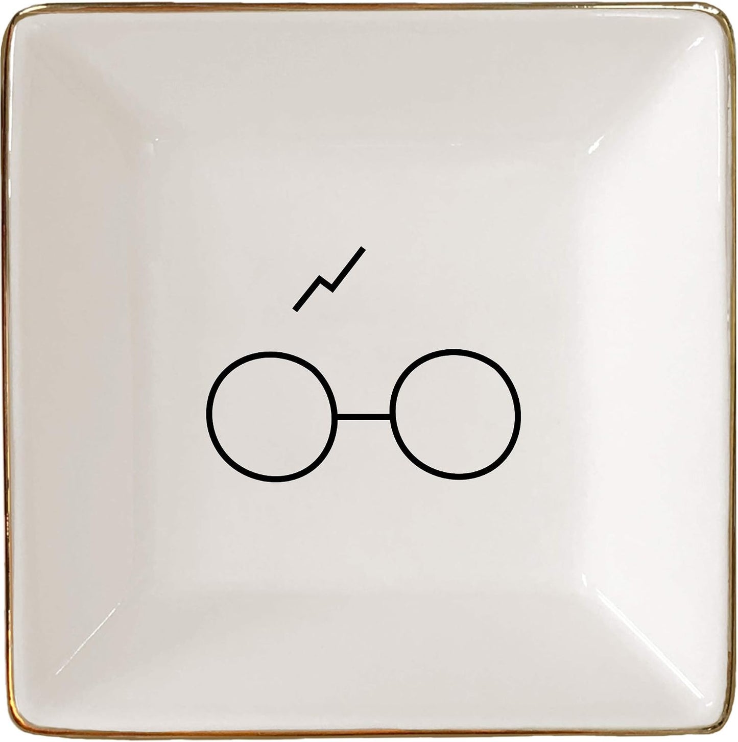 Bandeja porcelana regalo Harry Potter 4x4" blanco dorado