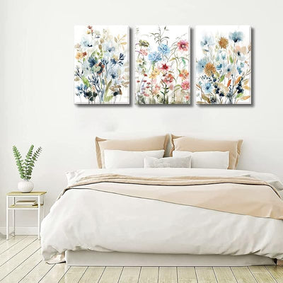 3 Pzas Lienzo Acuarela Margaritas 12x16pulg Decoración Pared