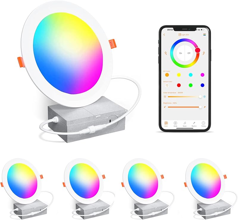 Iluminación LED RGB 4" regulable Alexa Bluetooth