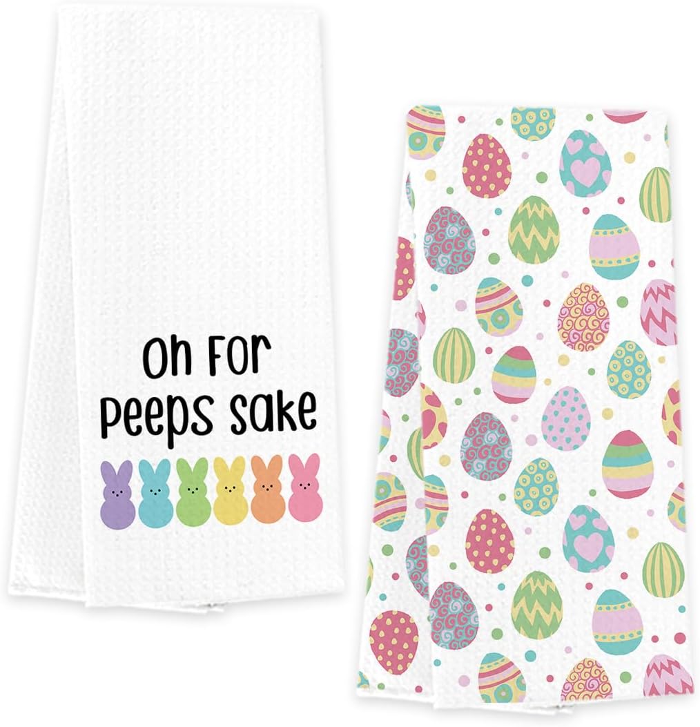 Toallas de cocina con diseño de huevos de Pascua tejido gofre decoración para casa