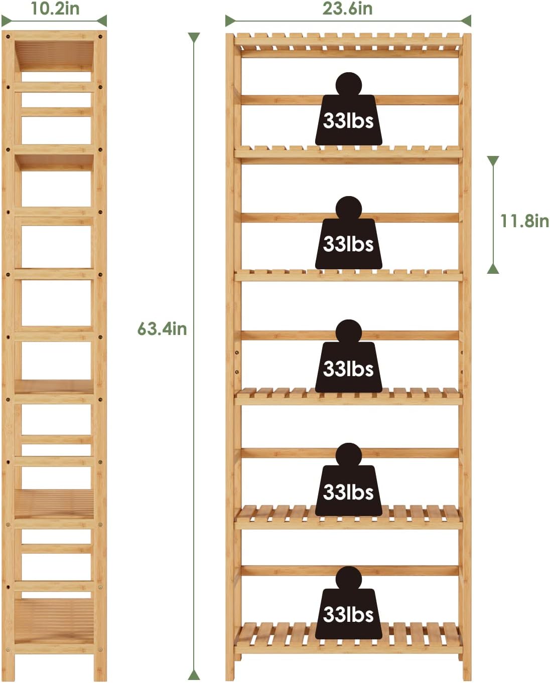 Estantería bambú 6 niveles ajustable para baño hogar oficina