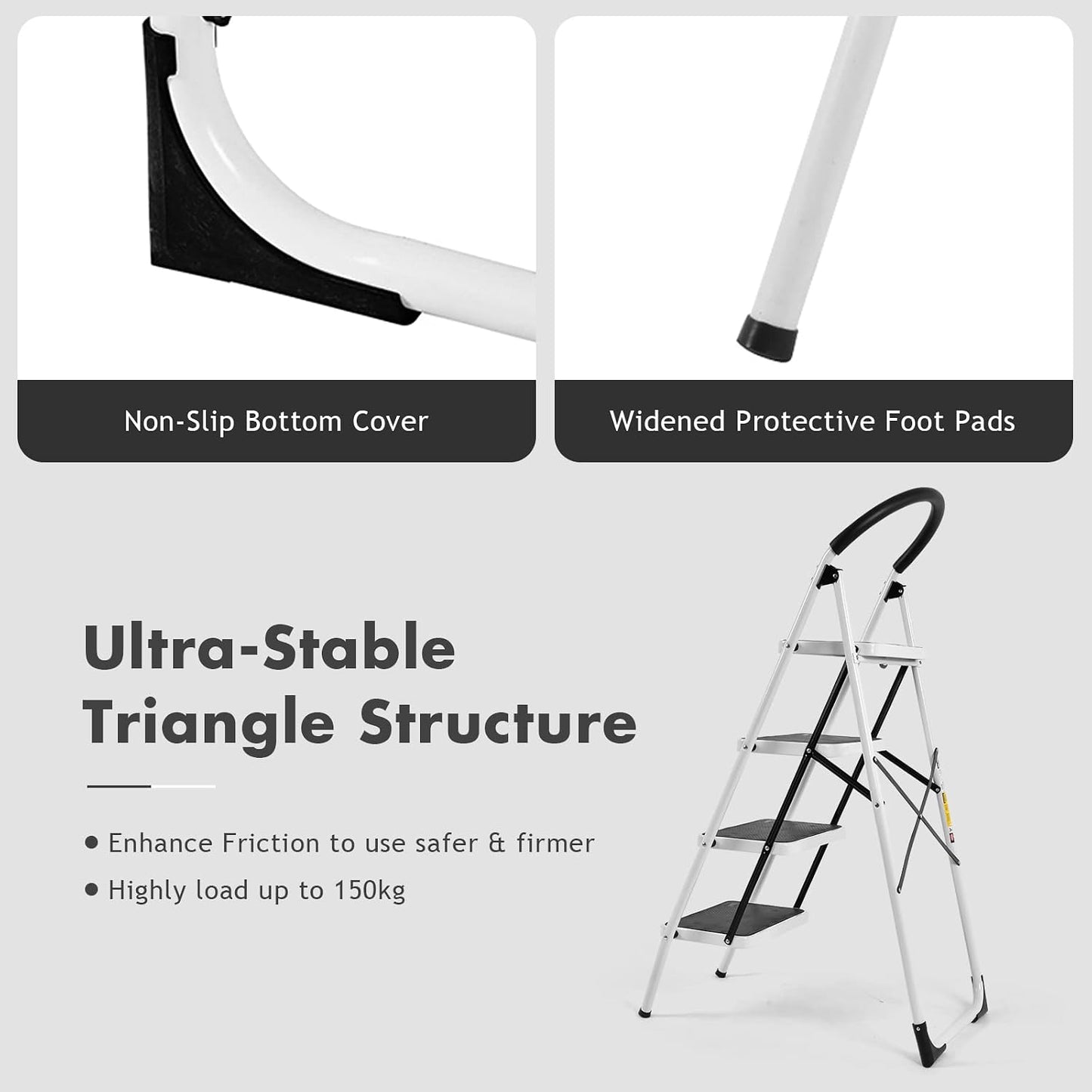 Escalera plegable 4 escalones multiusos antiderrap