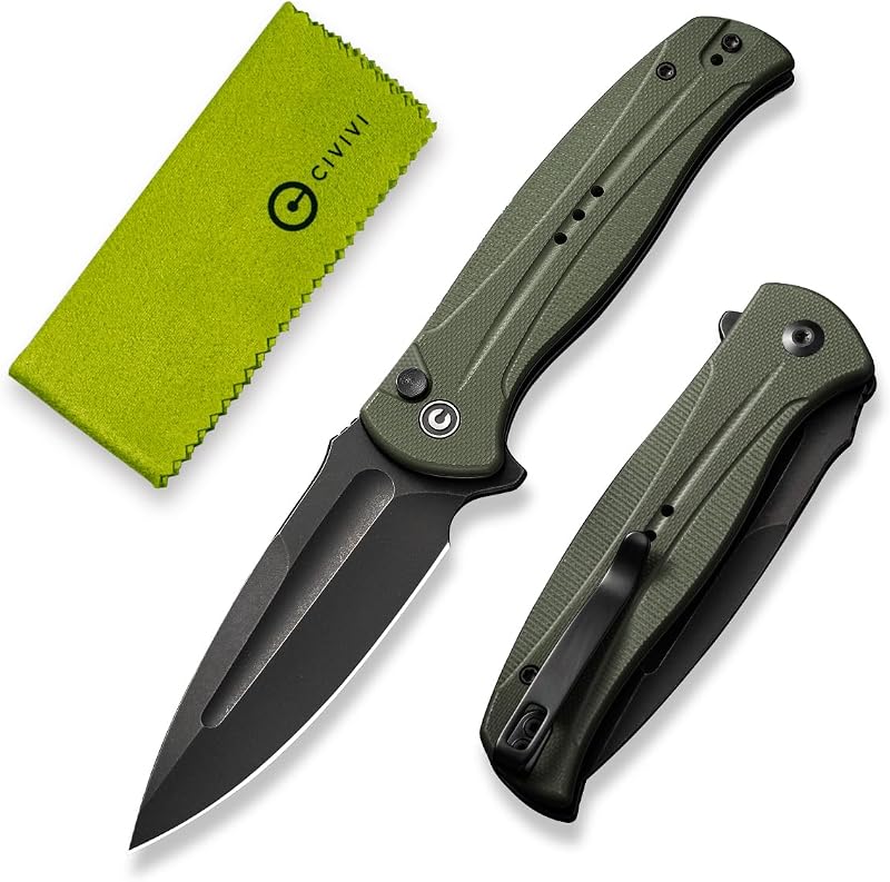 Cuchillo plegable EDC 3.48pulg hoja 14C28N mango G10 verde
