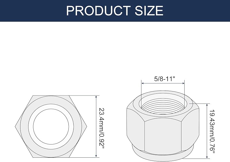 50 Tuercas Bloqueo Hex 5/8" Acero Carbono Autoblocante