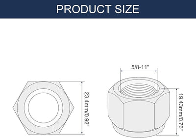50 Tuercas Bloqueo Hex 5/8" Acero Carbono Autoblocante