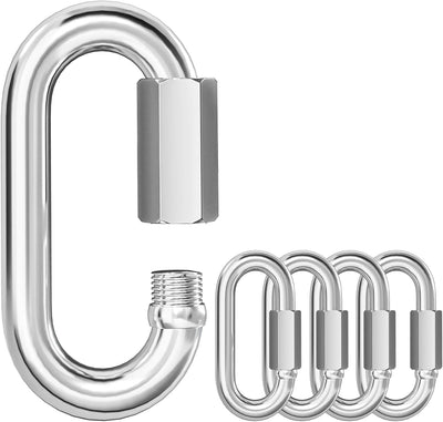 5 Pzas Mosquetón Acero Inox 304 para Cadena Carga Pesada