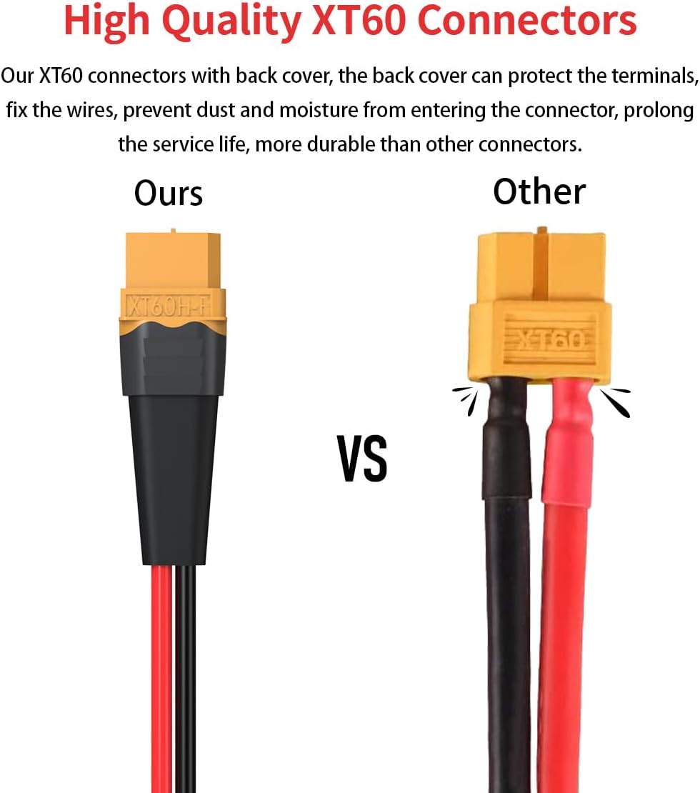 Cable XT60 anillo O 12 AWG estañado para batería RC y solar