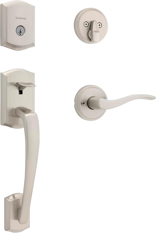 Set manijas puerta cerradura níquel satinado resistente púas