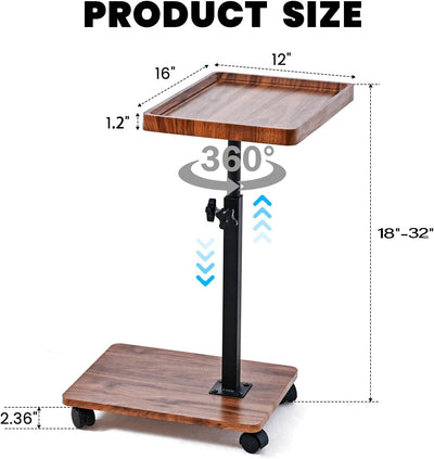 Mesa auxiliar C ajustable para sofá, TV y cama color negro