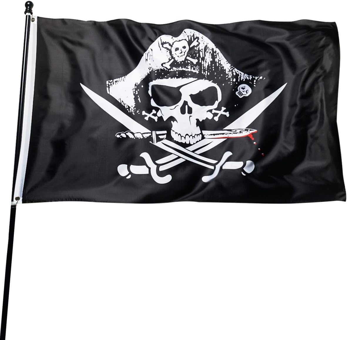 Bandera Jolly Roger 3x5ft poliéster resistente decoloración