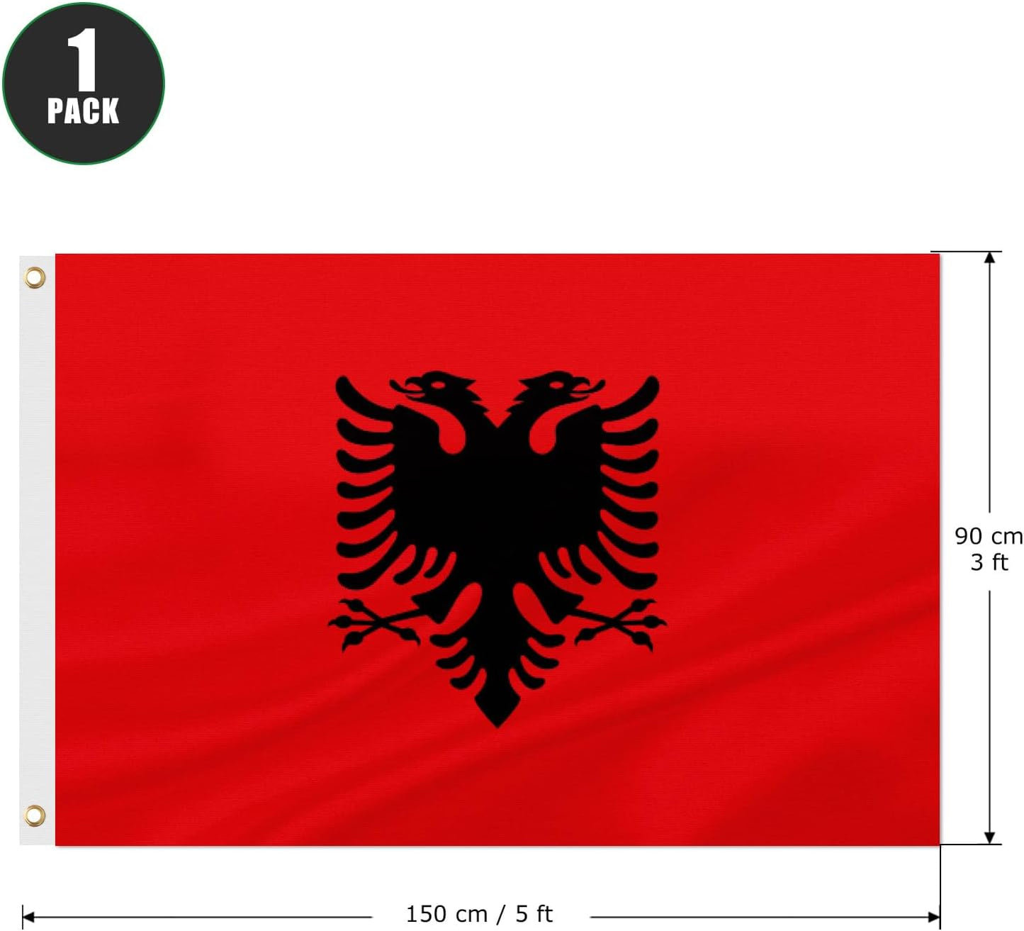 Bandera Albania 3x5ft poliéster ojales latón resistente