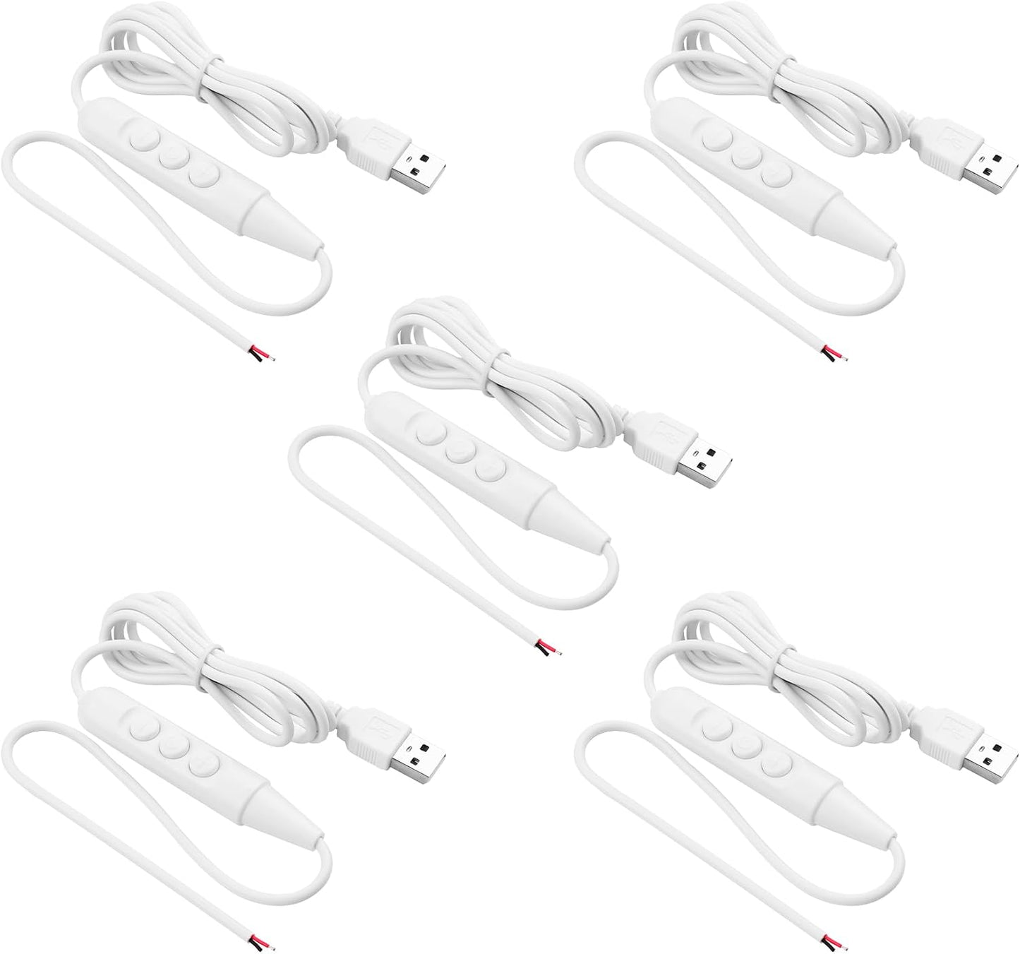 USB 2.0 con interruptor 6 velocidades para LED 5V 5 pzas blanco