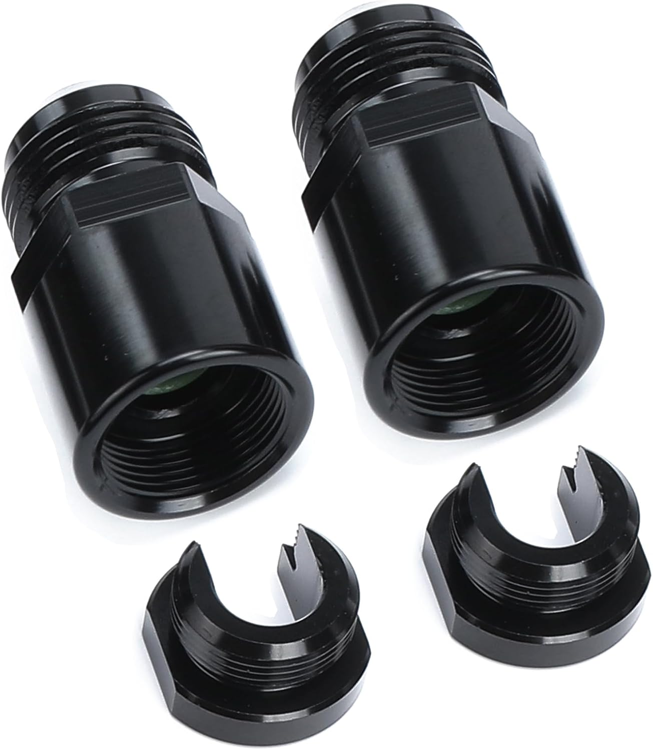 Adaptador riel combustible SAE 3/8 aluminio negro 2 Pzas