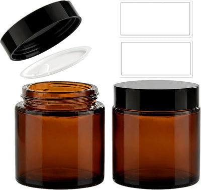 Tarros vidrio ámbar 4oz con tapa set 2 reutilizables